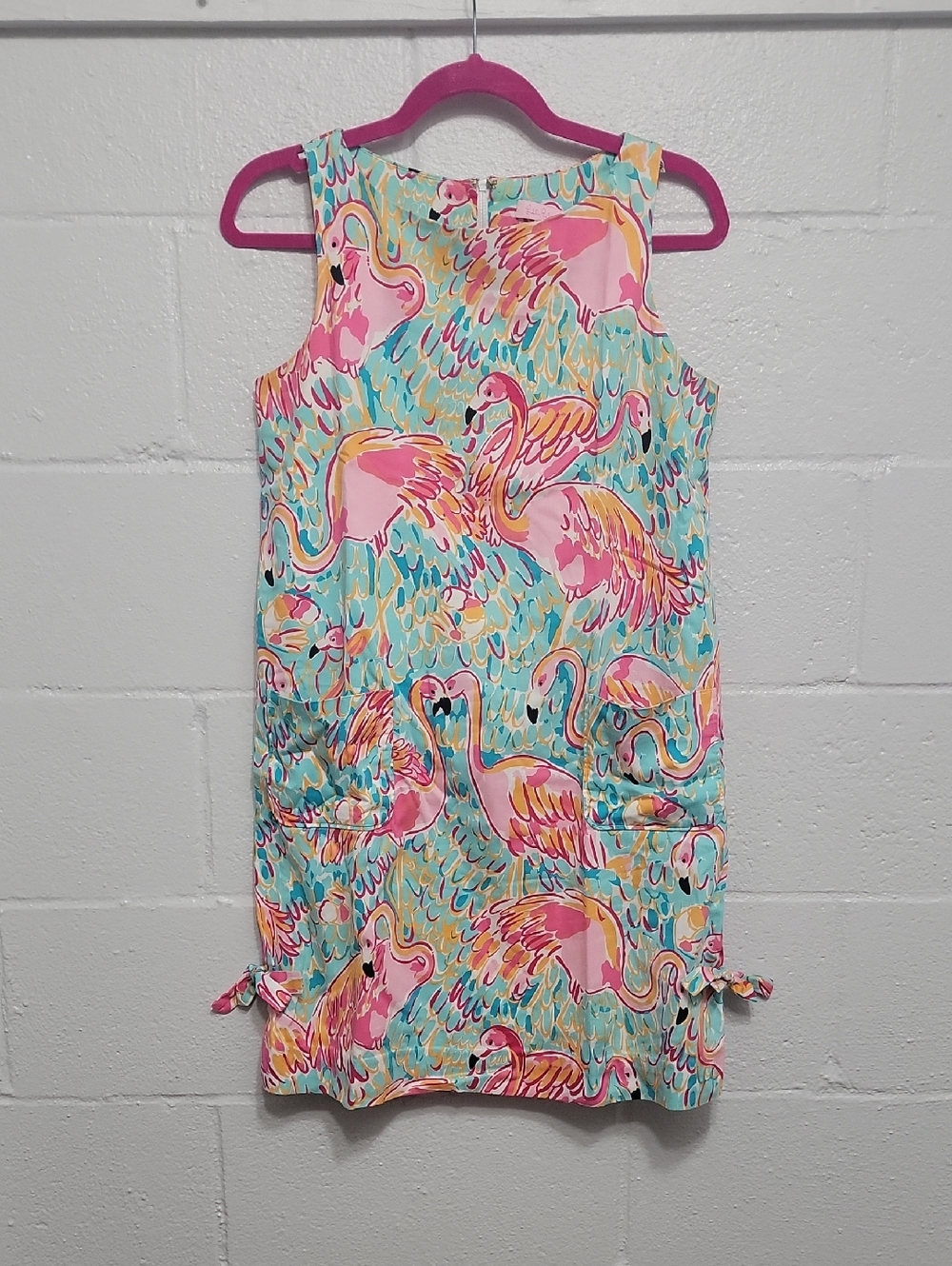 Lilly Pulitzer Pink & Aqua Flamingo Print Sleeveless Shift Dress